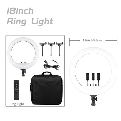 SH 45cm 18 inch Ring Light With Tripod Stand Usb Charge Selfie Led Lamp Dimmable Photography Light For Photo Photography Studio