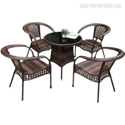 The Balcony Chairs Cane Three To Five Times Leisure Table Toughened Glass Tea Table Outdoor Furniture Suits