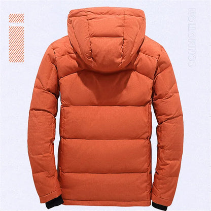 Winter Down Jacket Men White Duck Coat Windproof Warm Travel Camping Overcoat New in Thicken Solid Color Hooded Male Clothing