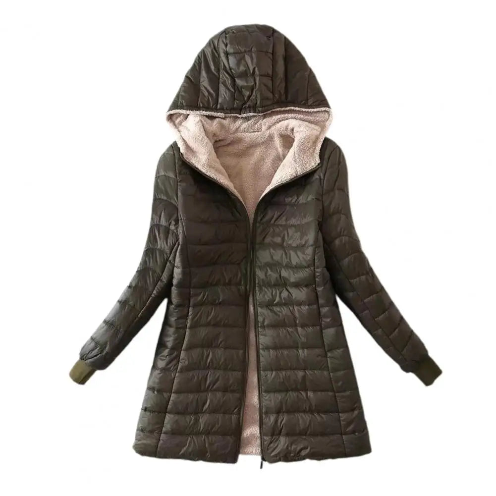 Plush Lining Women Parkas Autumn Winter Women Cotton Jacket Padded Casual Slim Coat Emboridery Hooded Parkas Women Jacket Coat