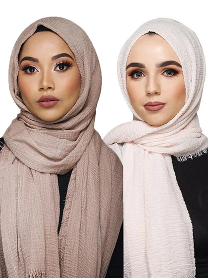 95*180CM Women Muslim Crinkle Hijab Scarf Femme Musulman Soft Cotton Headscarf Islamic Hijab Shawls Wraps Head Scarves wholesale