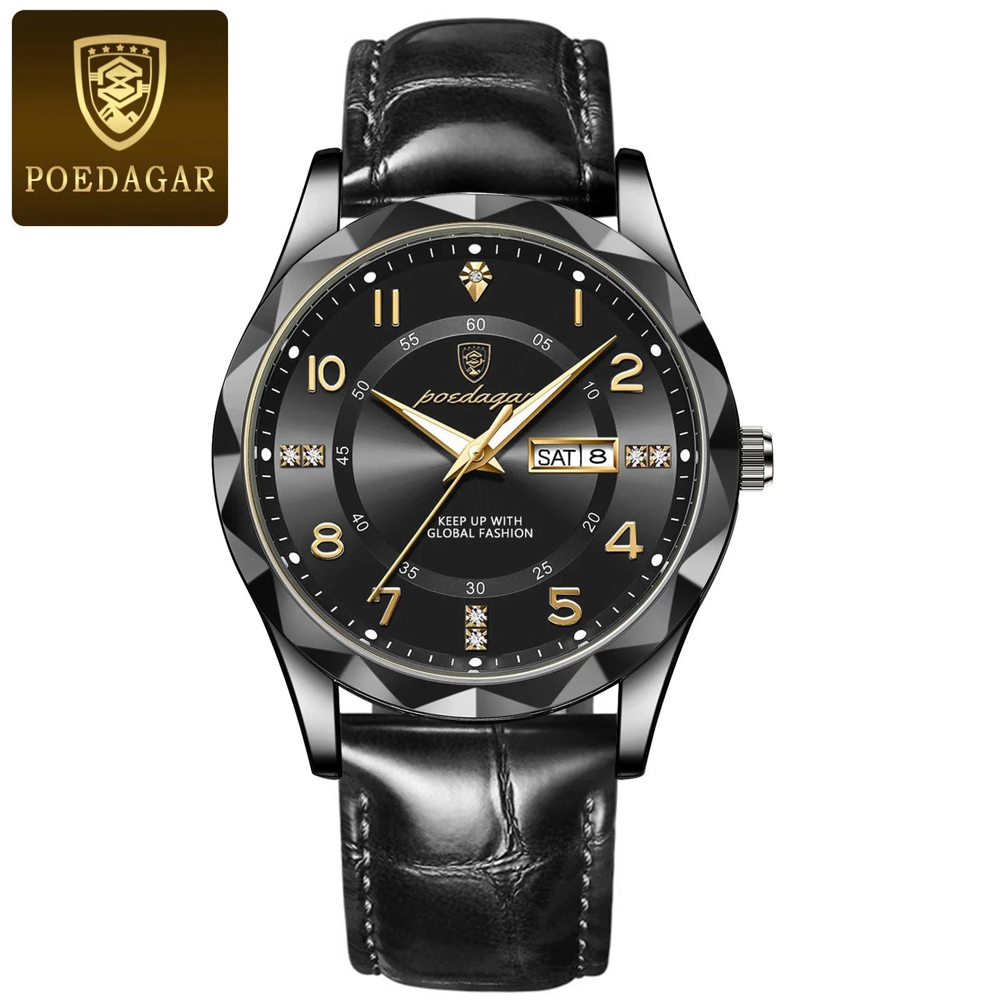 POEDAGAR Luxury High Quality Watches for Men Sport Quartz Leather Man Watch Waterproof Luminous Date Week Men's Watch Male Reloj