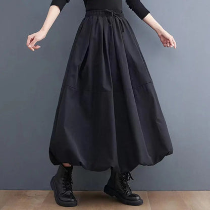 Women Maxi Skirt Elegant Women's Winter Woolen Maxi Skirt with High Waist Pockets Fashionable A-line Long Skirt for Female Thick