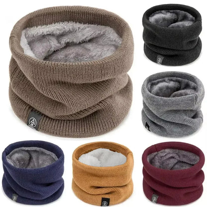 New Unisex Solid Warm Winter Ring Scarf Women Men Plus Velvet Knitted Full Face Mask Snood Neck Scarves Bufanda Thick Muffler