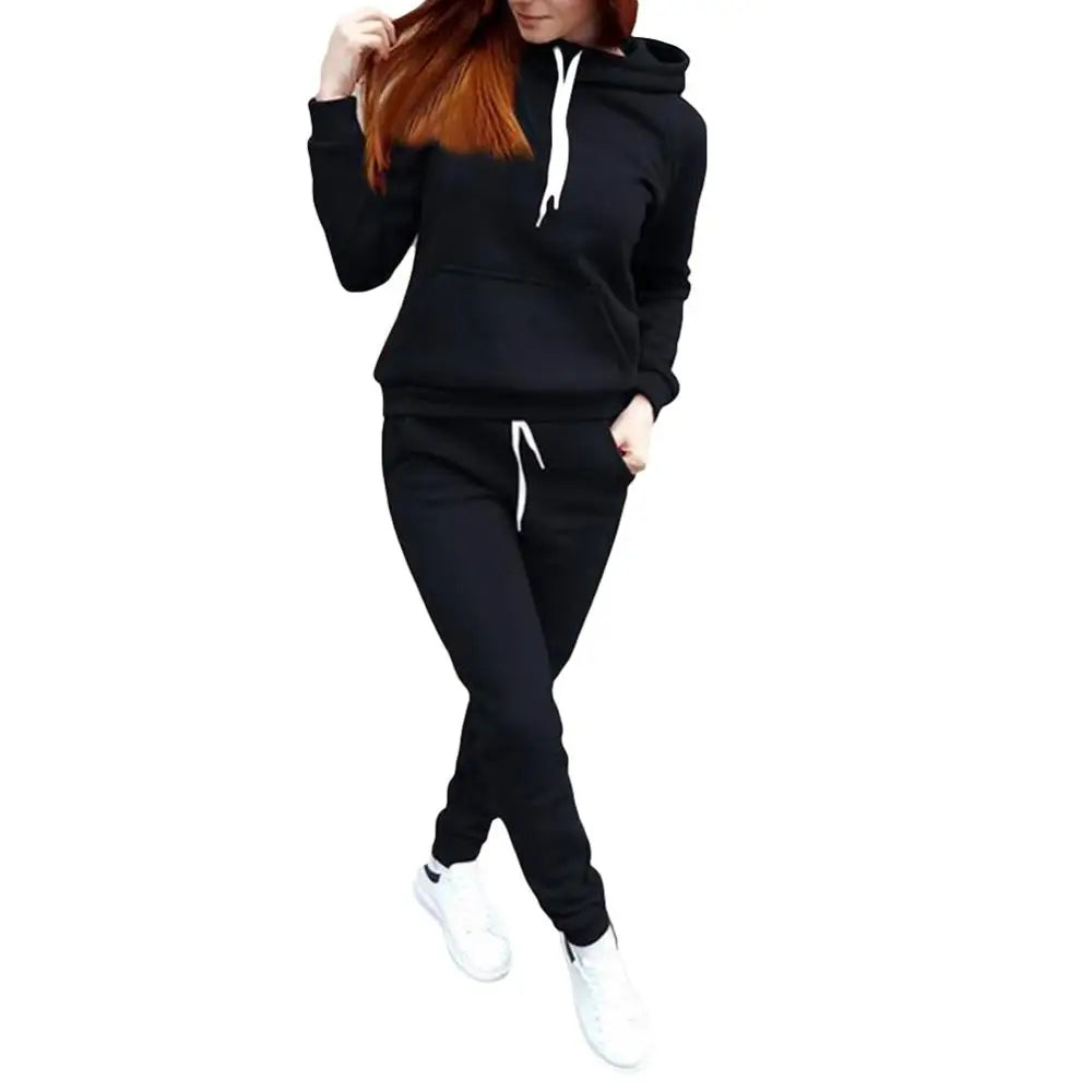 Woman Tracksuit Two Piece Set Winter Warm Hoodies+Pants Pullovers Sweatshirts Female Jogging Woman Clothing Sports Suit Outfits