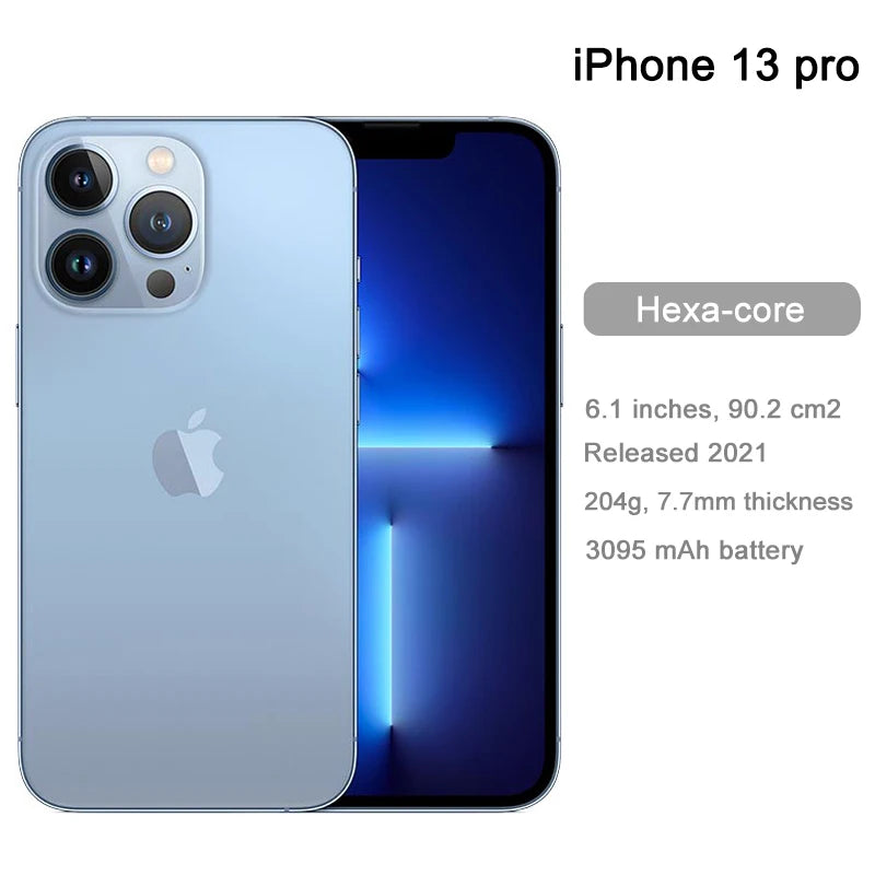 Apple iPhone 13 Pro 6.1" Super Retina XDR  Unlocked RAM 6GB ROM 128GB A15 IOS Face ID NFC 5G Genuine Cell Phone