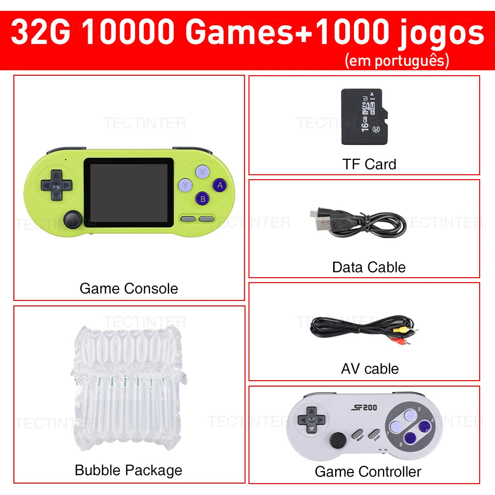 SF2000 Games Portable Handheld Video Built-in 10000 Game Console 3 Inch IPS Screen Classic Retro Game Player Support AV Output