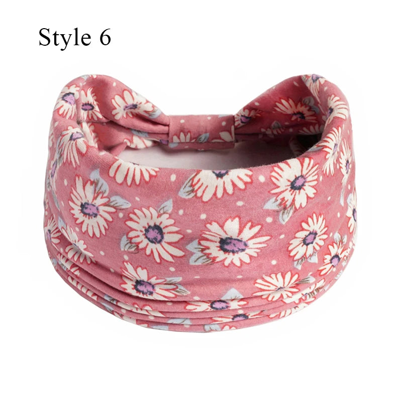 Boho Knot Turbans Yoga Elastic Head Wrap Women Headband Wide Hairbands Headwear Floral Bandanas Fashion Hair Band Accessories