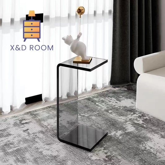 X&D living room coffee table acrylic light luxury sofa edge table simple bay window side table Nordic bedroom table transparent