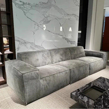 Vacuum Compressed Tofu Block Cloth Sofa, Corduroy Fabric Couch, Living Room Designer Internet Famous Sectional Sofas