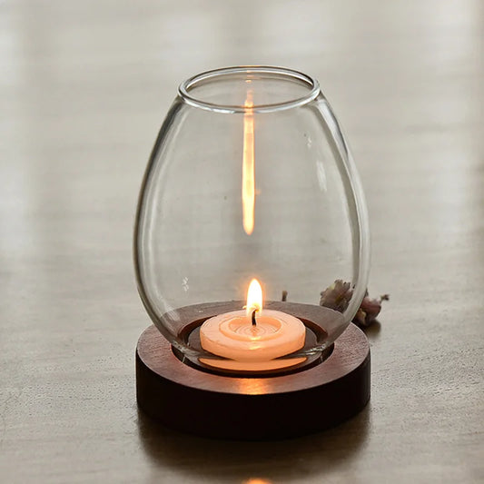 Transparent Glass Candle Holder Round Tealight Candlesticks Retro Oil Lamp Shape Candle Holder Wedding Dinner Table Decoration