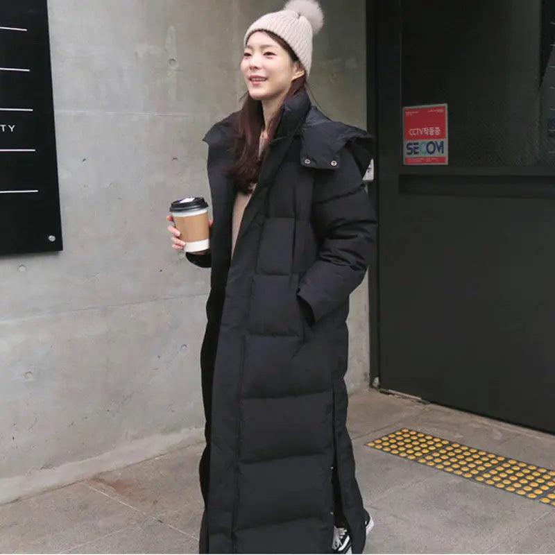 Long Winter Jacket Parka Maxi X-Long Women Coat Casual Loose Overcoat Female Clothing Outerwear Cotton Down Hood Fluff