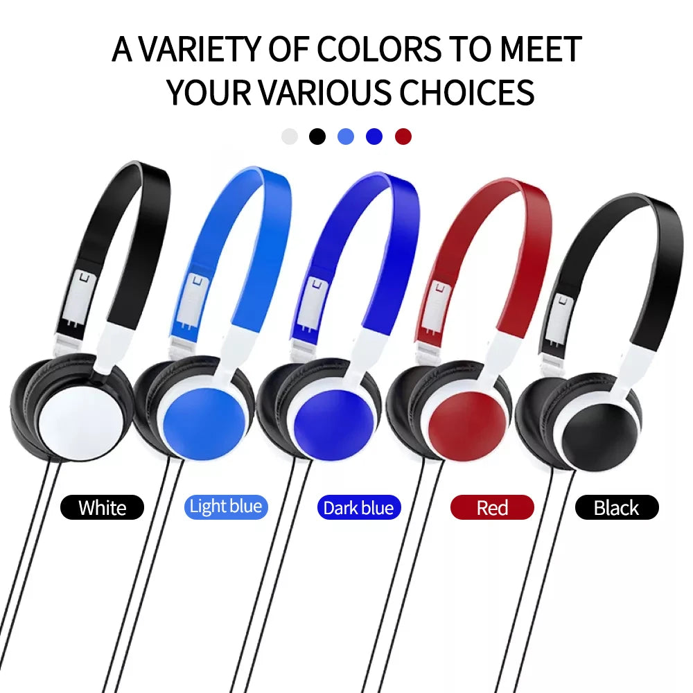 3.5mm Wired HD Sound Headphones Over Ear Headset Bass Stereo Foldable Adjustable Headphones For PC MP3 Phone PC Music Bass Hook