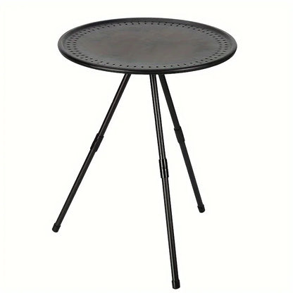 Folding Triangular Table Camping Round Table with Light Stand Ultralight Portable Folding Table with Adjustable Legs For Picnic