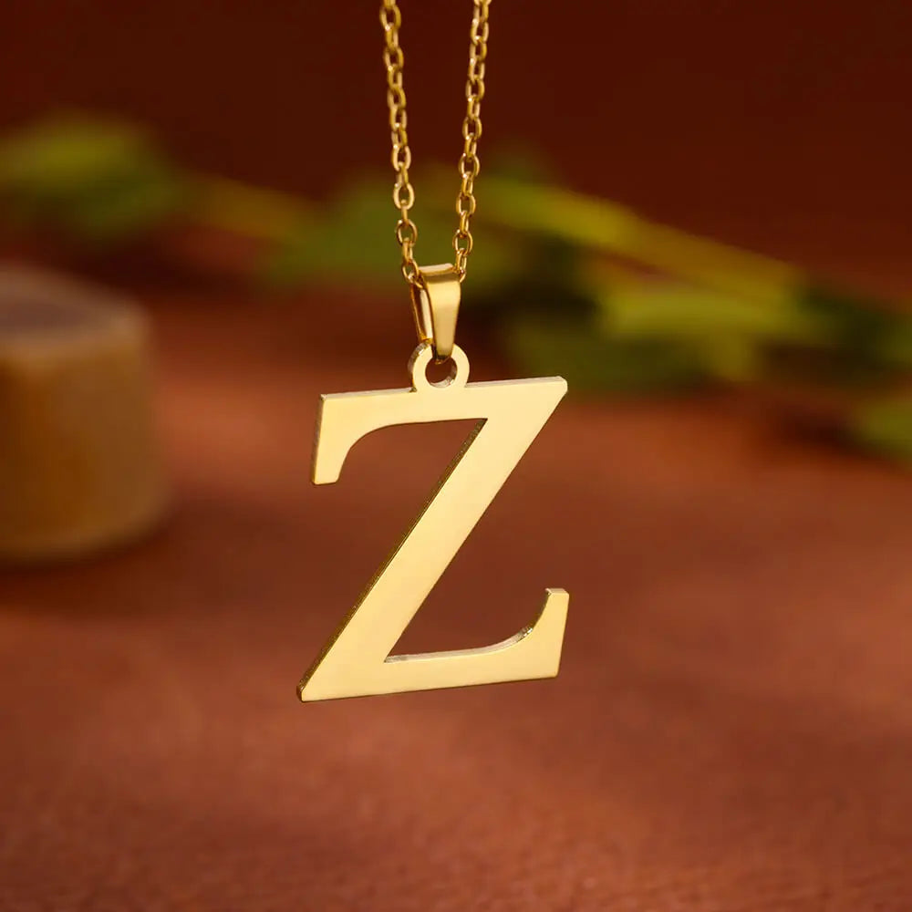 Stainless Steel A-Z Alphabet Necklace For Women Gold Color Punk 26 Letter Pendant Choker Necklace Party Aesthetic Jewelry 2024