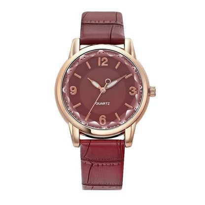 Leather Strap Ladies Watch Polygon Glass Luxury Women clocks Dial Quartz Creative Fashion Quartz Watch