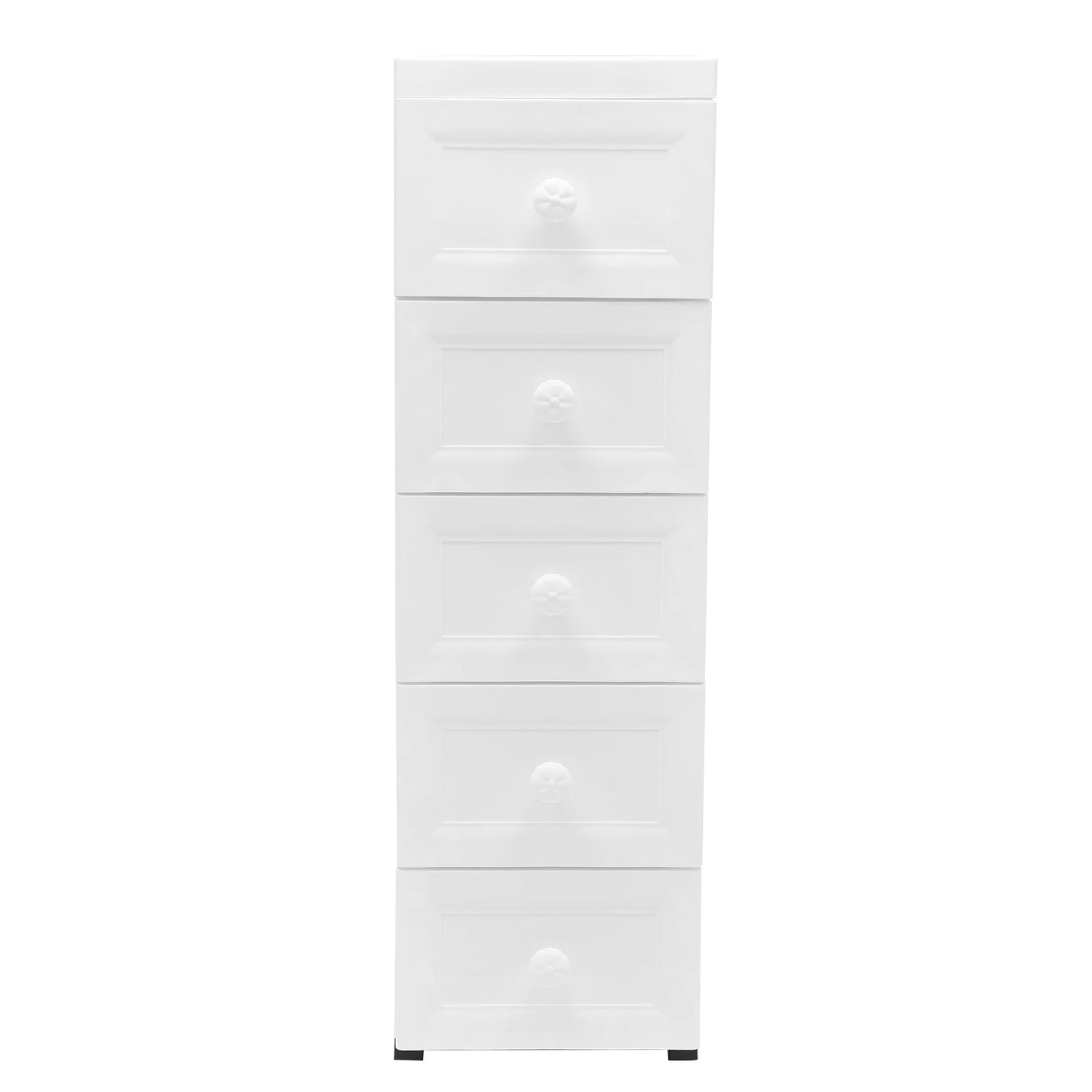 White Floor Standing Storage Cabinet with 5 Drawers Multipurpose Cabinet Bathroom Shelf Living Room Cabinet