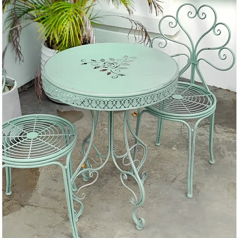 European Iron Outdoor Table Courtyard Balcony Terrace Table Lace Design Garden Furniture Home Decoration Small Coffee Table