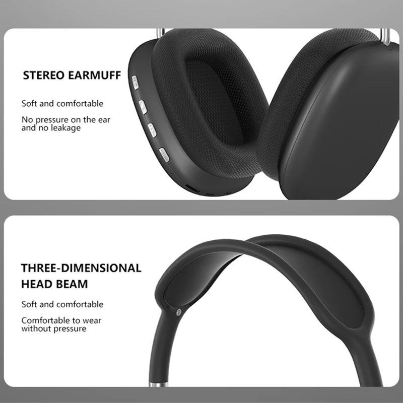 LooXSound© NEW P9 Pro Max Air Wireless Bluetooth Headphones Noise Cancelling Earphones Mic Pods Over Ear Sports Gaming Headset For Apple