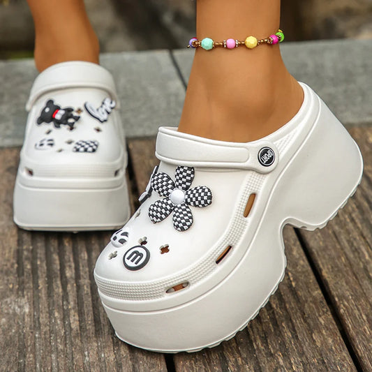 Women Chunky Platform Sandals 2024 Summer Soft Thick Sole Diy Clogs Garden Shoes Woman Closed Toe Non-Slip Beach Slides Sandals