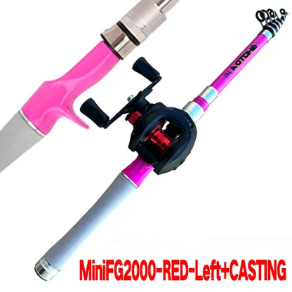 Fishing Rod Kit 1.5M-2.4M Telescopic Lure Baitcasting Rods and Reel Combo Spinning/Casting Reels Travel Fishing Gear Beginner