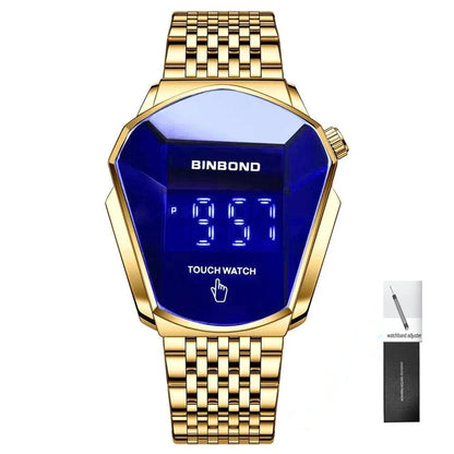 BINBOND Fashion Luxury Unique Military Motorcycle Stainless Steel Business Sports Men's Golden Watch Style Concept With box