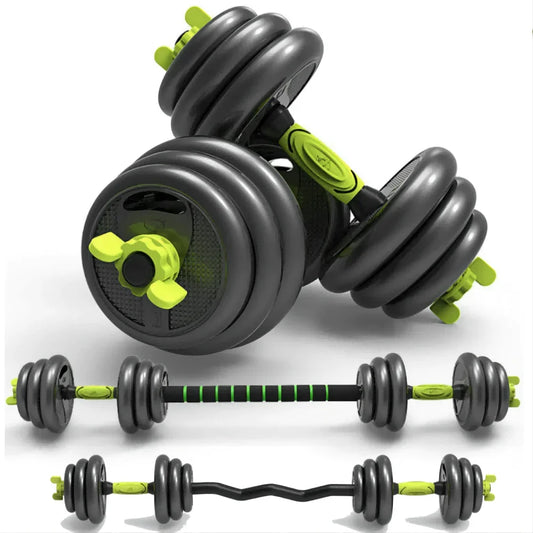 Men's Adjustable Dumbbell Set 4 in 1, 10KG,15KG,20KG,30KG, with KETTLEBELL, CURL and straight bar, ABDOMINAL wheel