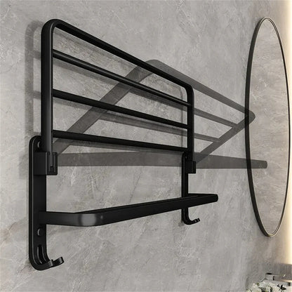 Multifunctional Aluminum Foldable Towel Rack Wall-Mounted Bathroom Item Shelf Suitable for Shower Rooms Bathroom Accessories