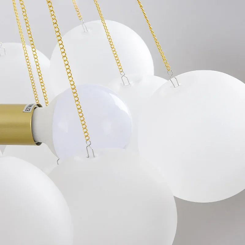 Nordic Simple Frosted Glass Bubble Ball Chandelier Bedroom Clothing Store Lamp Cloud Soft Look Children Room Pendant Lights LED