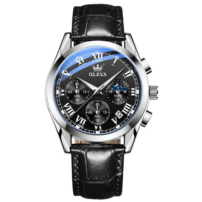 OLEVS Quartz Watch for Men Top Brand Luxury Watches Moon Phase waterproof Mens watches Fashion Chronograph Wrist Watches For Men