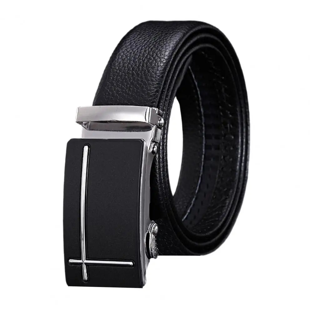 Men Belt High-quality Men's Automatic Business Belt with Smooth Faux Leather Alloy Buckle Durable Anti-slip Belt for Formal