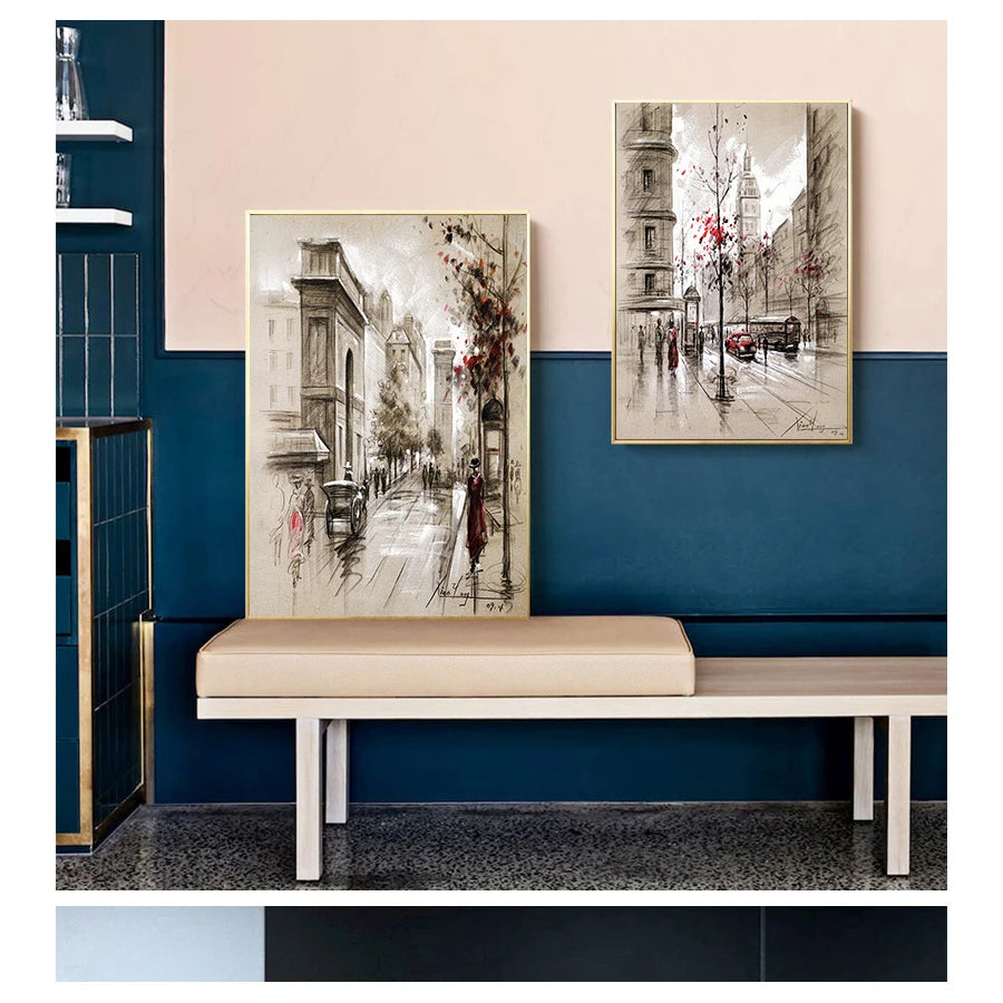 Prints Posters 3 Piece Abstract City Street Landscape Pictures For Living Room Wall Art Framework Canvas Paintings Home Decor HD