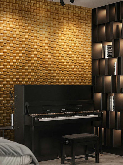 Mosaic Decorative Wall Panels Solid Rubber Wood Curved Three-dimensional Square Sound-absorbing And Diffusing Panels