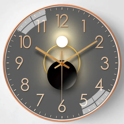 Modern Simple Punctuality Quartz Wall Clock Light Shadow Geometric Design Silent Movement Living Room Bedroom Decor Pendant