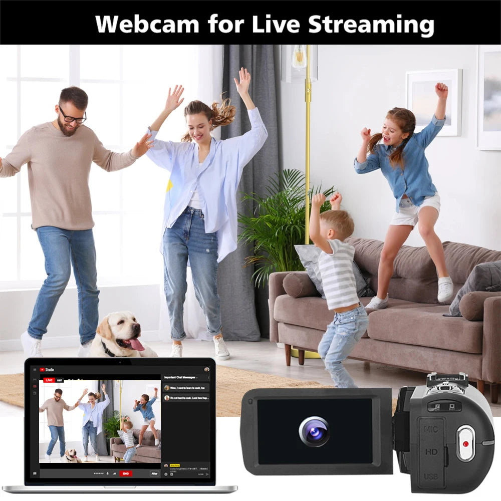 8K Video Camera 64MP Digital Video Camera 18X igital Zoom Camera Recorder 3 Inch LCD Touch Screen Portable Recording Camcorder