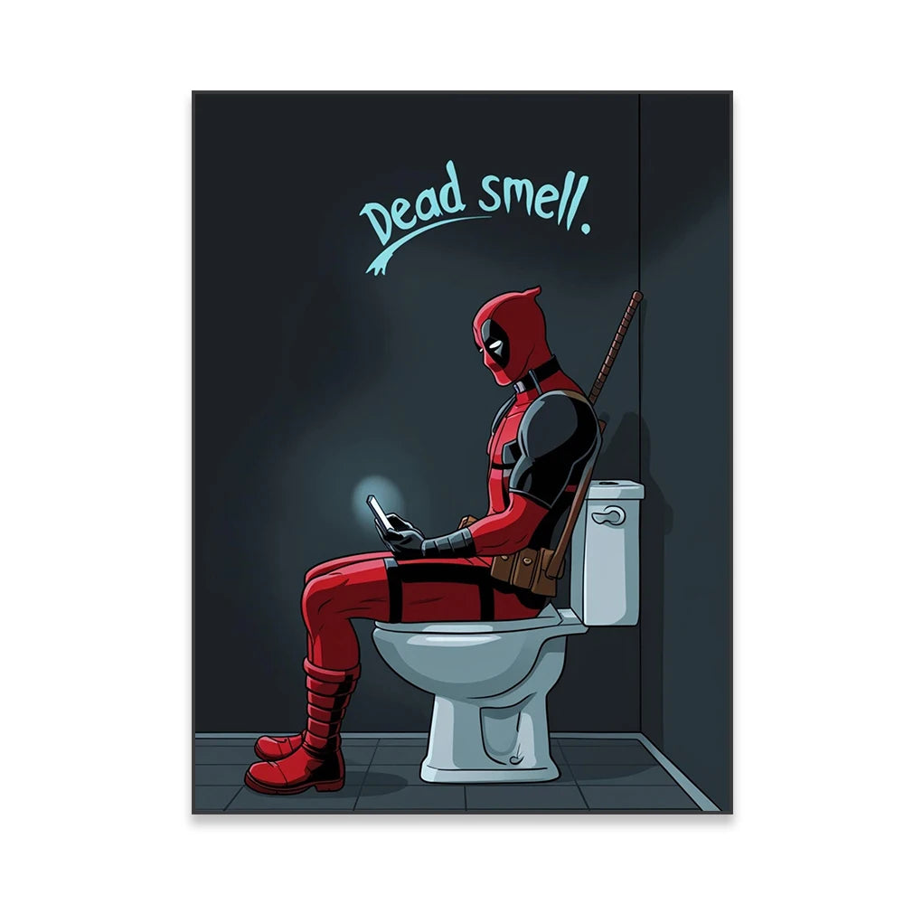 Funny Disney Deadpool Wall Poster Superhero Bathroom Wall Art Canvas Paintings Colourful Prints Home Toilet Room Decoration