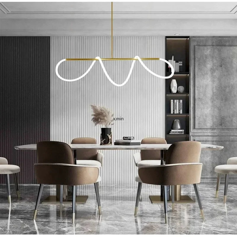 Modern Long Hose Led Ceiling Chandelier for Table Dining Room Kitchen Bar Pendant Lighting Suspension Design Lusters Luminaires