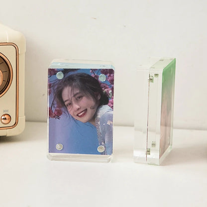 Acrylic Mini Photo Frame Kpop Photocard Holder Magnetic Idol Card Display Stand Picture Collect Book Cute Photo Protector Decor