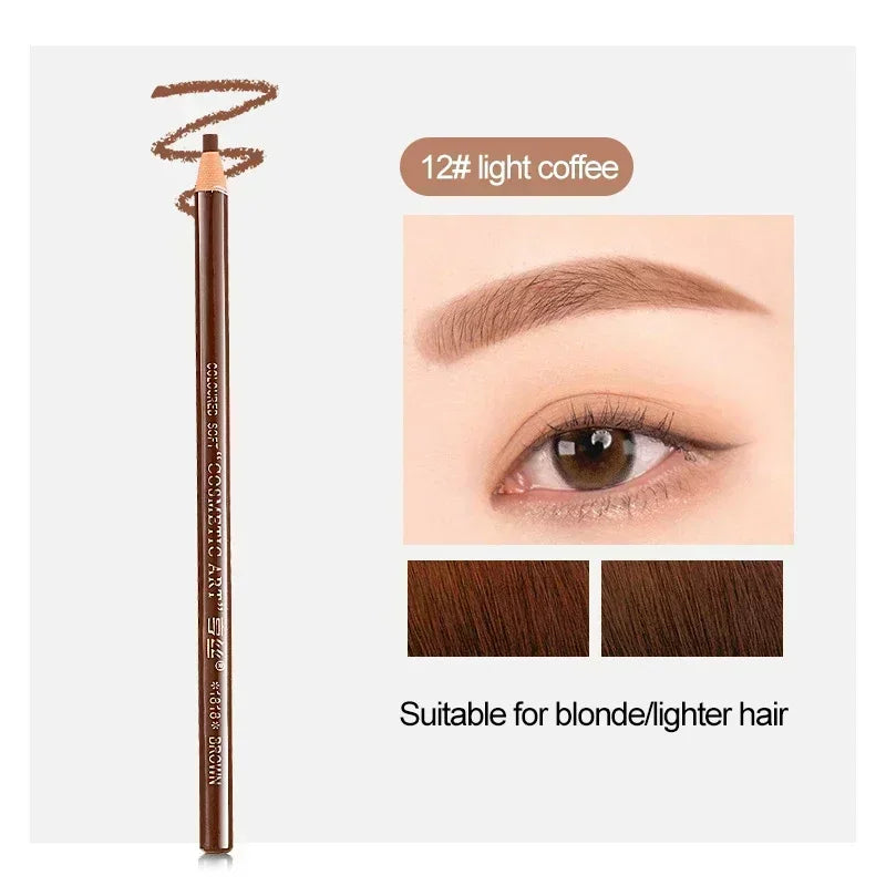 6 Colors Option Eyebrow Pencil Waterproof and Non-smudge Genuine Wood Hard Core Wholesale Wood Eyebrow Pencil Eyebrow Pen Golden