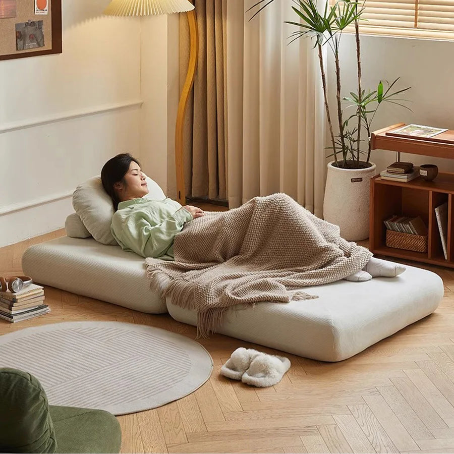 Fabric single sofa, sweet potato sofa bed, small-sized living room folding dual-use tatami, tofu block lazy sofa