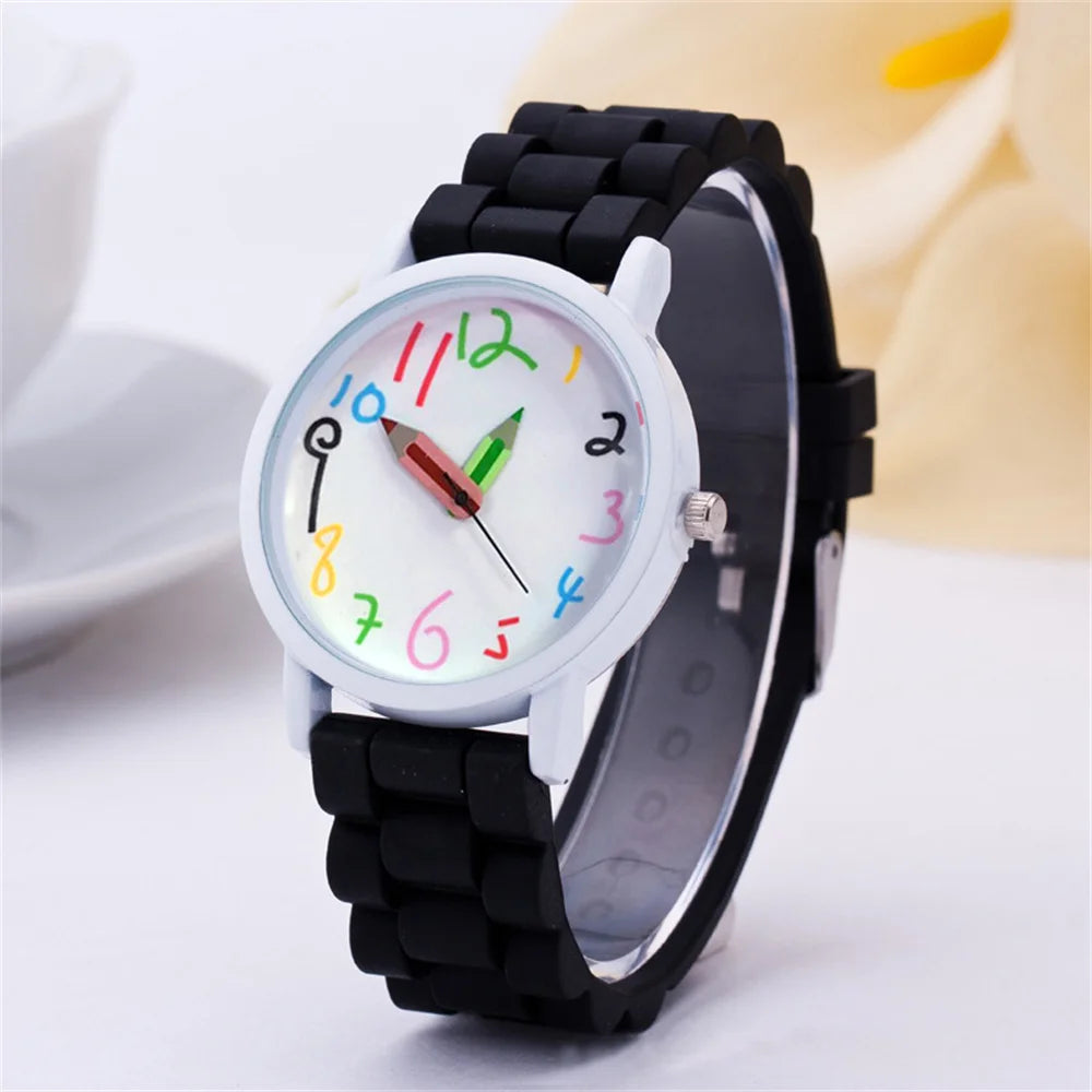 Women Watch Fashion Simple Pencil Design Digital Quartz Watches Casual Jelly Multicolour Silicone Ladies Clock Dress Wristwatch