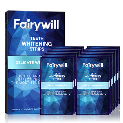 Fairywill 28Pcs/14Pair Gel Teeth Whitening Strips Oral Hygiene Care Double Elastic Teeth Strips Whitening Dental Bleaching Tools