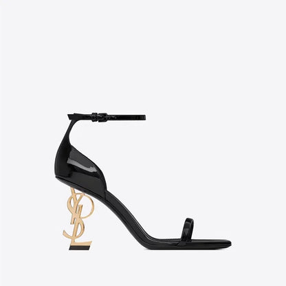 Letter and black high-heeled women's shoes 2024 new women's sandals small sexual bag round head open toe sandals wedding shoes