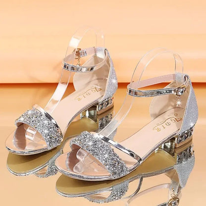 2024 New Fashion Women's Sandals Gold and Silver Low Heel Casual Shoes Women Open Toe Summer Light Fashion Women's Shoes