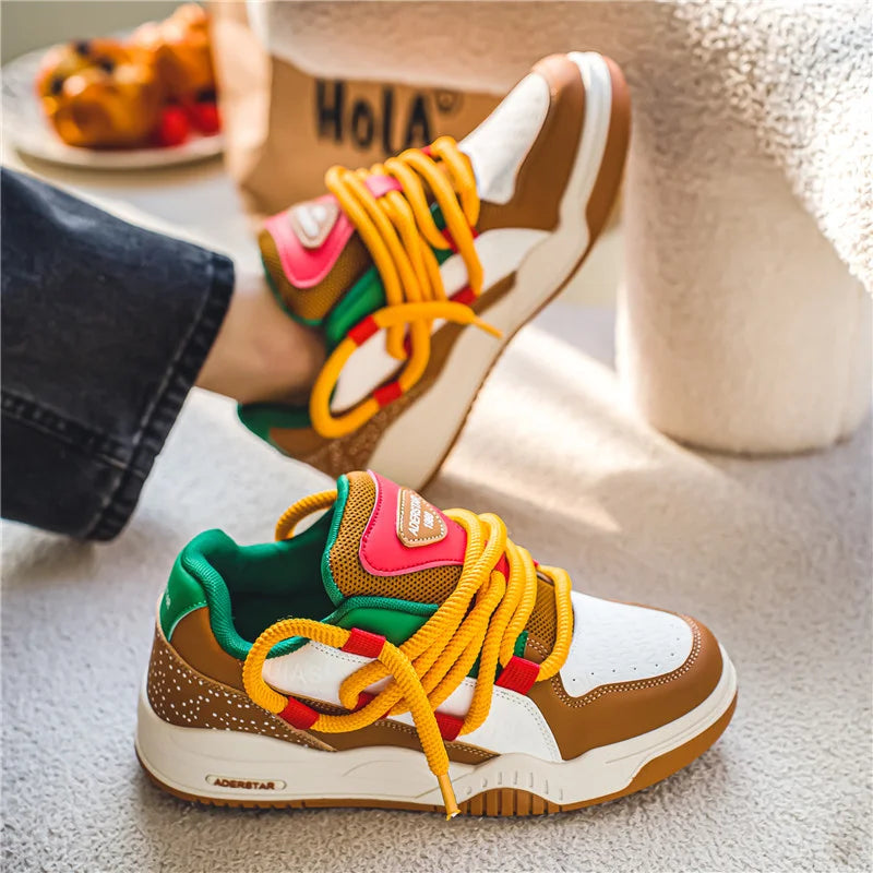 Designer Hamburger Sneakers Men Original Luxury Skateboard Shoes Men Casual Sports Shoes Street Hip Hop Men's Trendy Skate Shoes