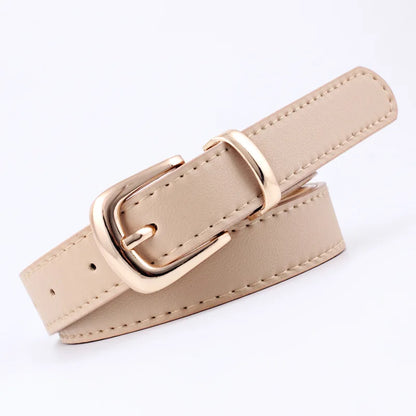 2.4X105cm  Women Belts PU Leather Simple Metal Buckle Belt Girls Dress Jean Pants Waistband Belts for Lady Luxury Designer Brand