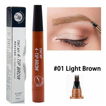 4 Splitted Head Eyebrow Pencil Long Last Smudge Proof Waterproof Sweat Proof High Pigmented Easy Applying Liquid Eyebrow Pencil