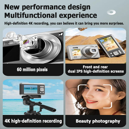 4K HD Telescopic Lens High-Definition Dual Screen Digital Camera 16x Optical Zoom Waterproof Camera Selfie Beauty Home Camera