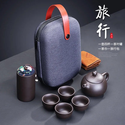 Portable Travel Kungfu Tea Set Creative Ceramic Tea Set Gift One Pot Four Cups