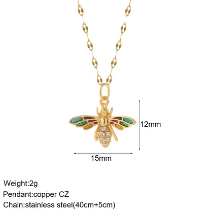 Heart Evil Blue Eye Sun Necklace for Women Cute Dog Bee Elephant Gold Color Pendant Woman's Collars Long Stainless Steel Chains